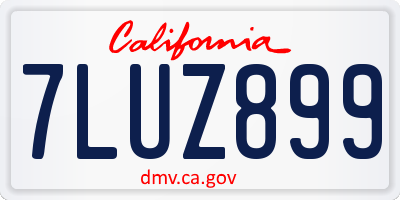 CA license plate 7LUZ899