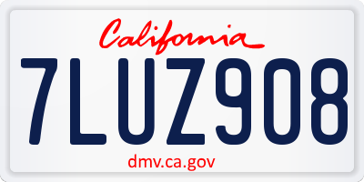 CA license plate 7LUZ908