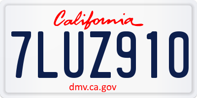 CA license plate 7LUZ910