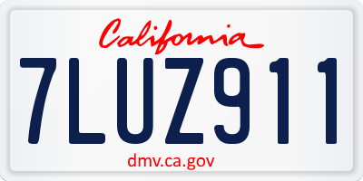 CA license plate 7LUZ911