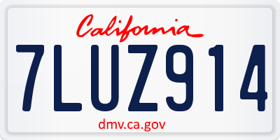 CA license plate 7LUZ914