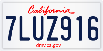 CA license plate 7LUZ916
