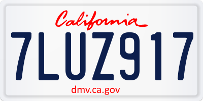 CA license plate 7LUZ917