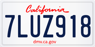 CA license plate 7LUZ918