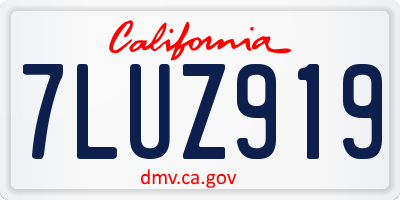 CA license plate 7LUZ919