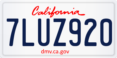 CA license plate 7LUZ920