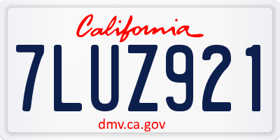 CA license plate 7LUZ921