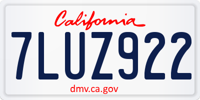 CA license plate 7LUZ922