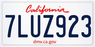 CA license plate 7LUZ923