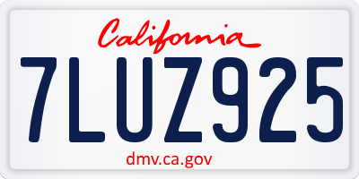 CA license plate 7LUZ925