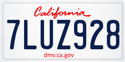 CA license plate 7LUZ928