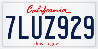 CA license plate 7LUZ929