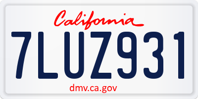 CA license plate 7LUZ931