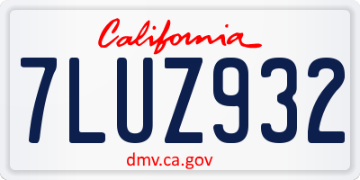 CA license plate 7LUZ932