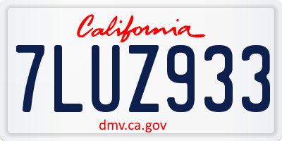 CA license plate 7LUZ933