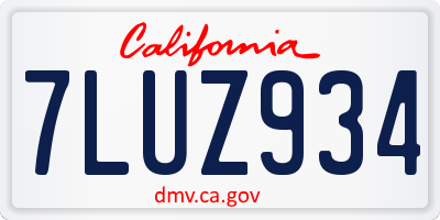 CA license plate 7LUZ934