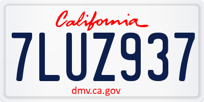 CA license plate 7LUZ937