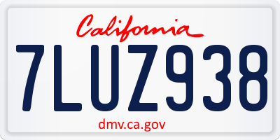 CA license plate 7LUZ938