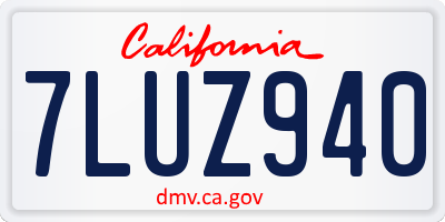 CA license plate 7LUZ940