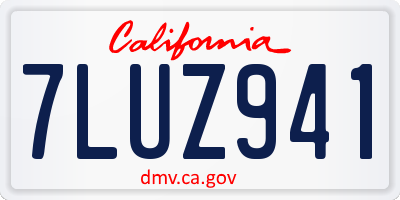 CA license plate 7LUZ941