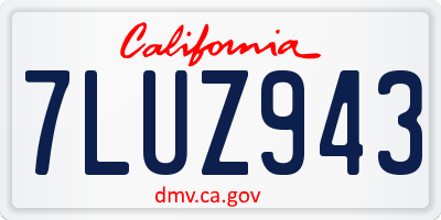 CA license plate 7LUZ943