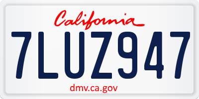 CA license plate 7LUZ947