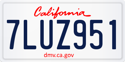 CA license plate 7LUZ951
