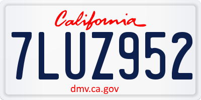 CA license plate 7LUZ952