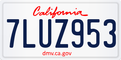 CA license plate 7LUZ953