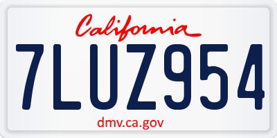 CA license plate 7LUZ954
