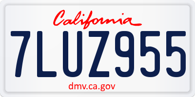 CA license plate 7LUZ955