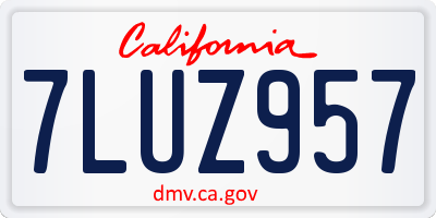 CA license plate 7LUZ957