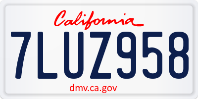 CA license plate 7LUZ958