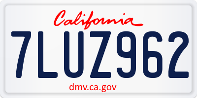 CA license plate 7LUZ962