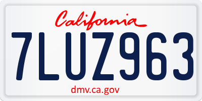 CA license plate 7LUZ963