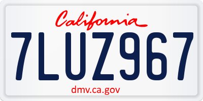 CA license plate 7LUZ967