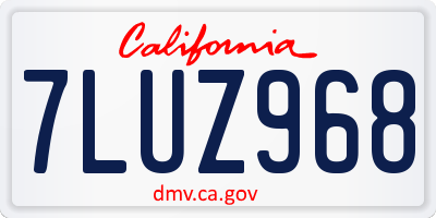 CA license plate 7LUZ968