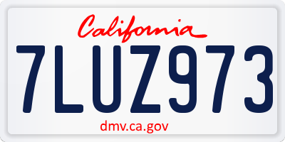 CA license plate 7LUZ973