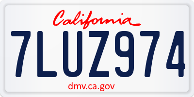 CA license plate 7LUZ974