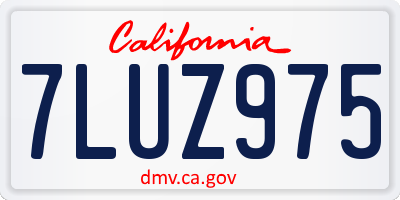 CA license plate 7LUZ975