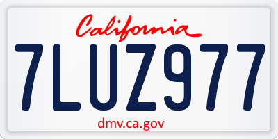 CA license plate 7LUZ977