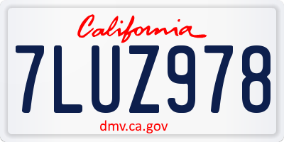 CA license plate 7LUZ978
