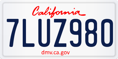 CA license plate 7LUZ980