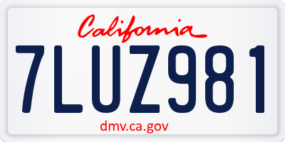 CA license plate 7LUZ981