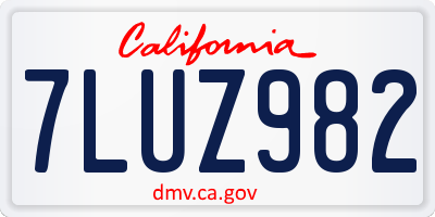CA license plate 7LUZ982
