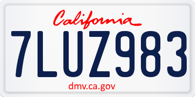 CA license plate 7LUZ983