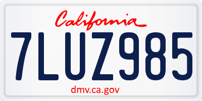 CA license plate 7LUZ985