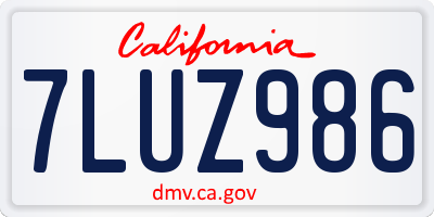 CA license plate 7LUZ986