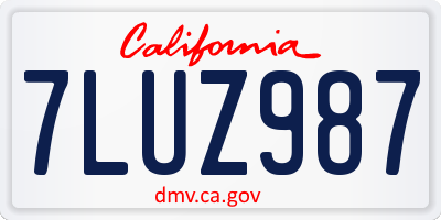 CA license plate 7LUZ987