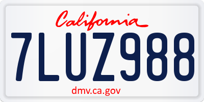 CA license plate 7LUZ988
